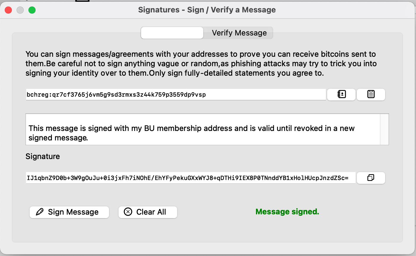 Sign a message