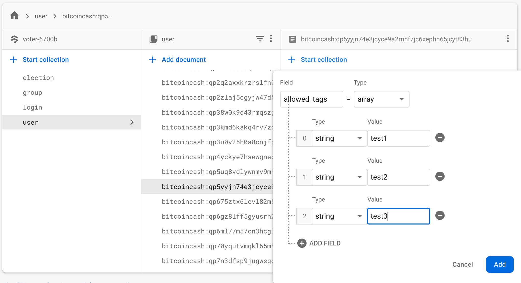 Tags in database